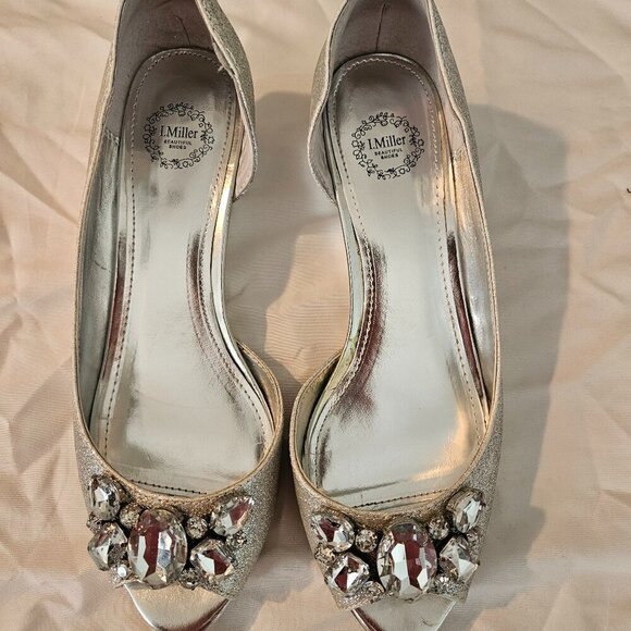 I. Miller | Rhoda Glitter Open-Toe Demi Wedges 8 - Picture 1 of 8